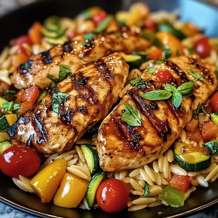 Easy Balsamic Chicken & Veggie Orzo