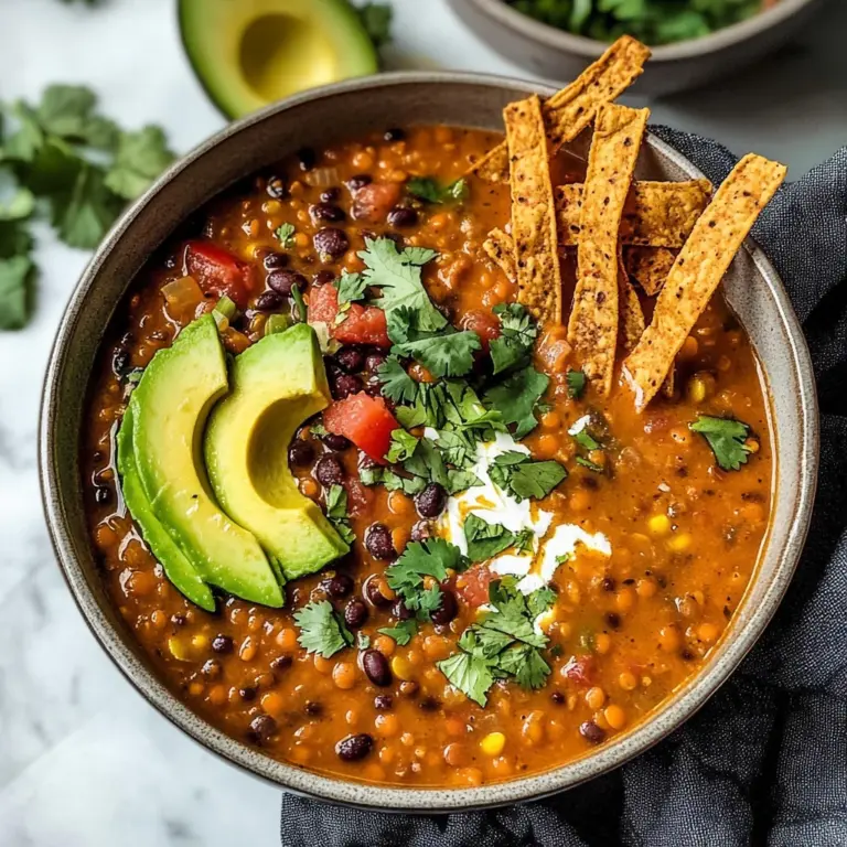 Vegan Lentil Tortilla Soup