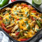 Chicken Fajitas Casserole (easy and cheesy!)