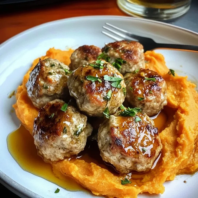 Apple Chicken Meatballs with Spiced Sweet Potatoes