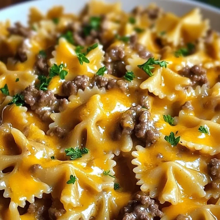 Garlic Butter Beef & Cheesy Bowtie Pasta