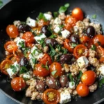 Mediterranean Keto Ground Chicken Skillet with Olives and Feta