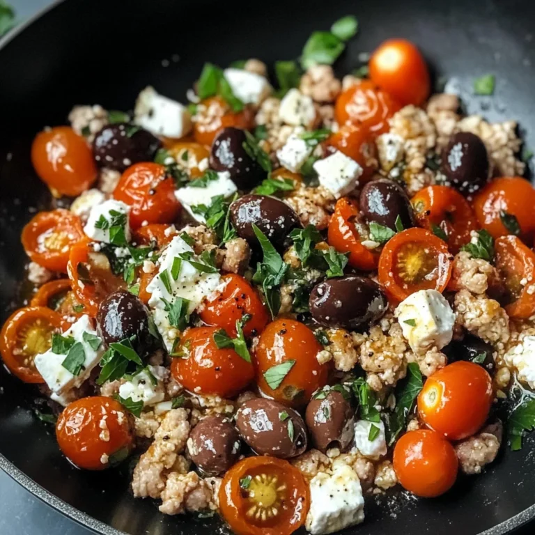 Mediterranean Keto Ground Chicken Skillet with Olives and Feta